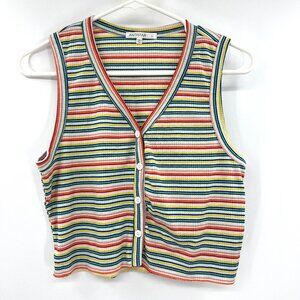 Antistar Striped Ribbed Baby Tee Tank Top Women's Large